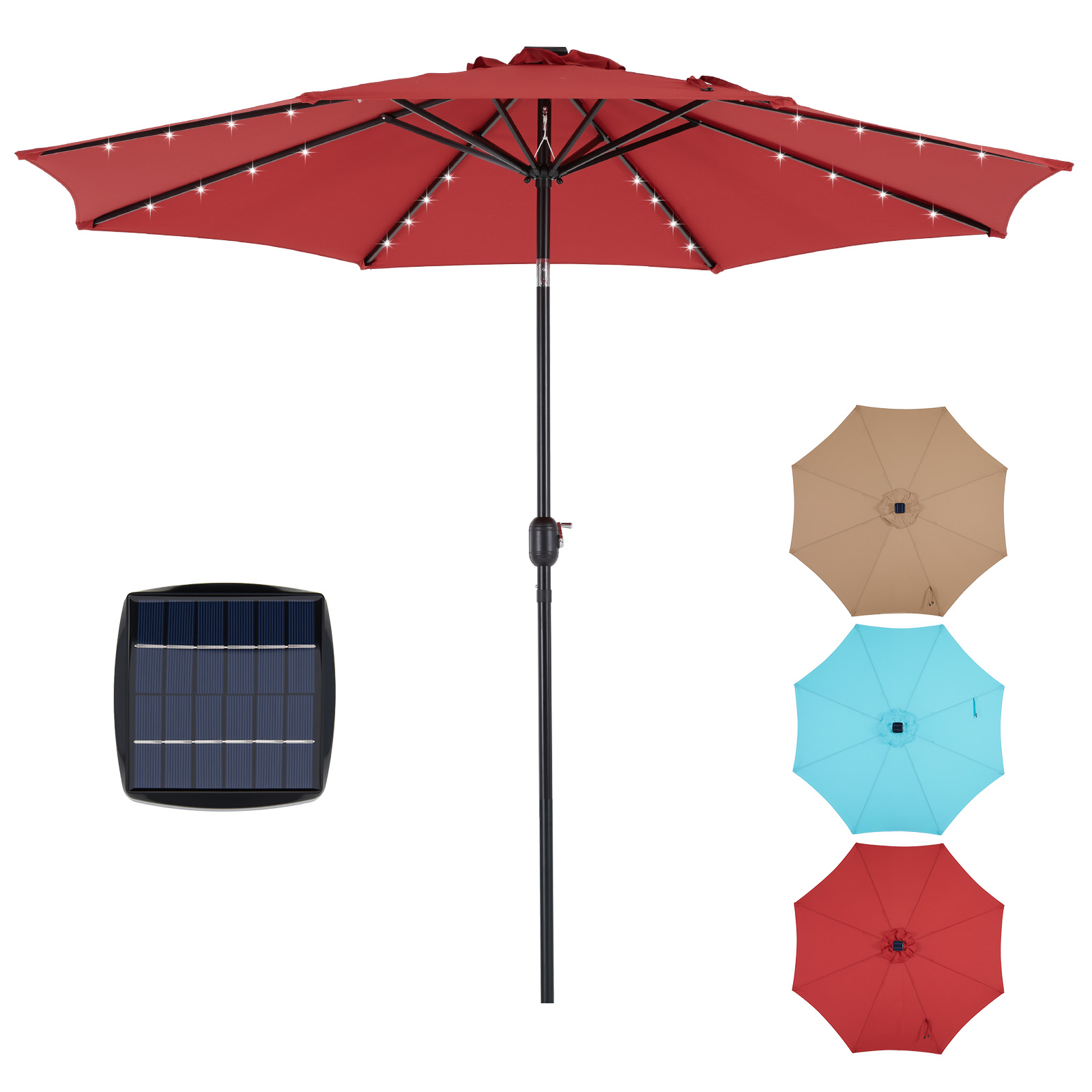 JHK 10FT Solar Patio Umbrella  - огляд і ціна Outdoor Furniture Umbrella