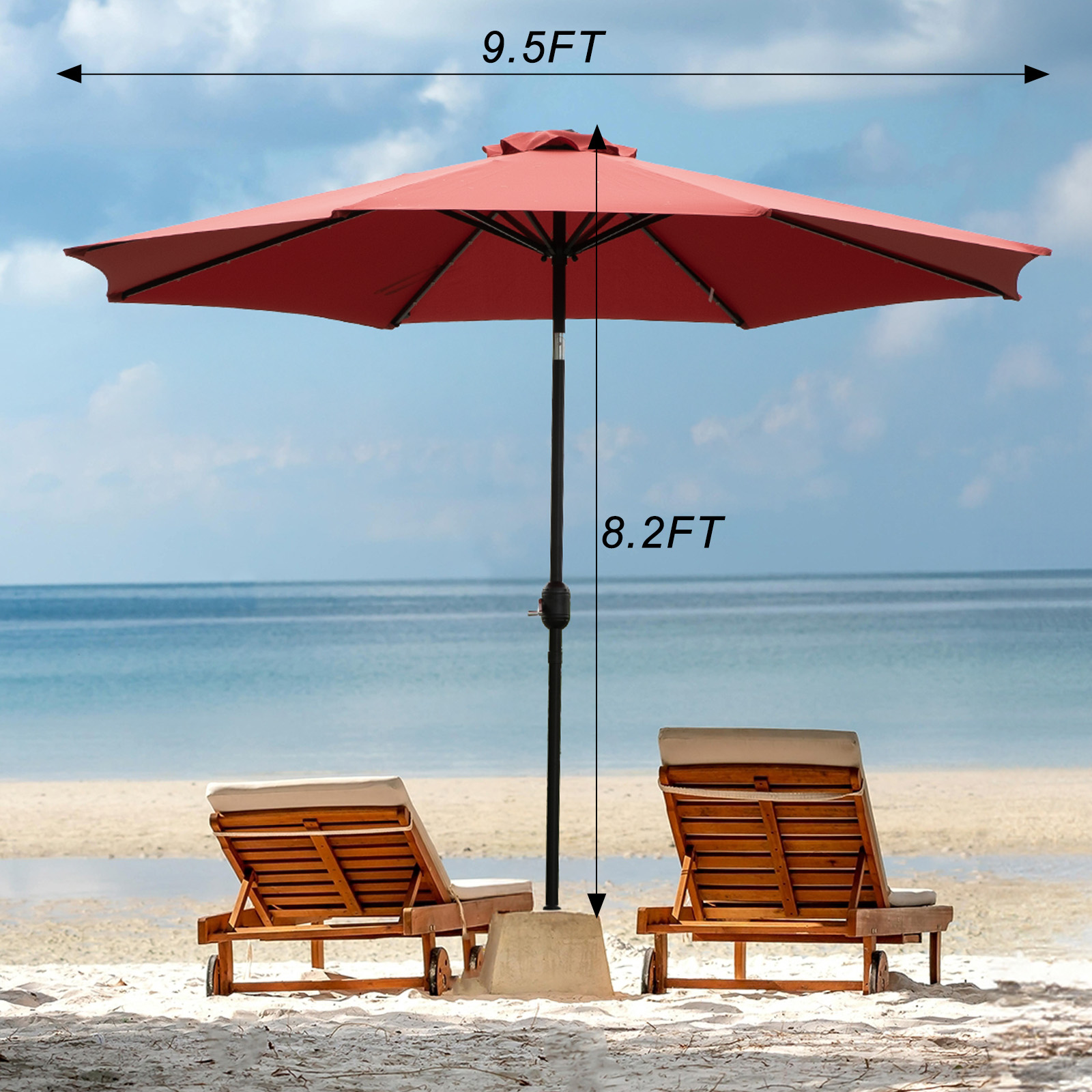 JHK 10FT Solar Patio Umbrella  - огляд і ціна Outdoor Furniture Umbrella