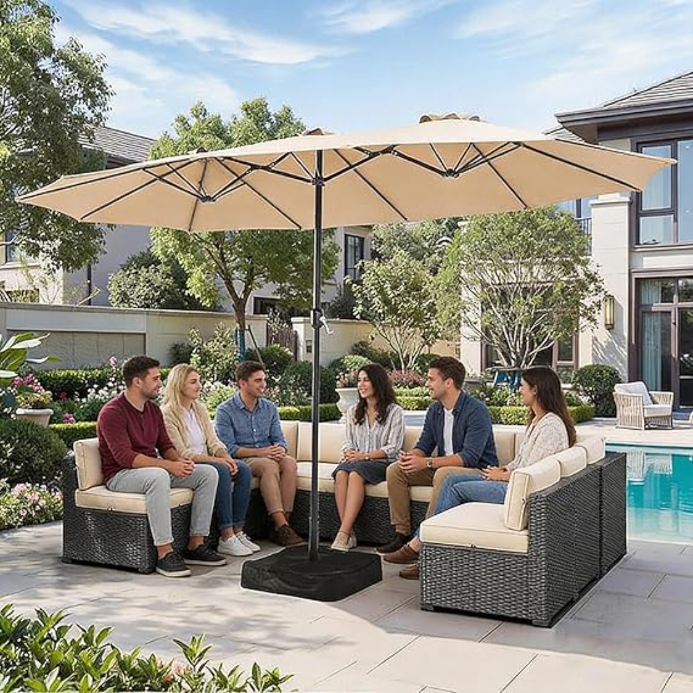 15ft Patio Umbrella with Base  - огляд і ціна Outdoor Furniture Umbrella