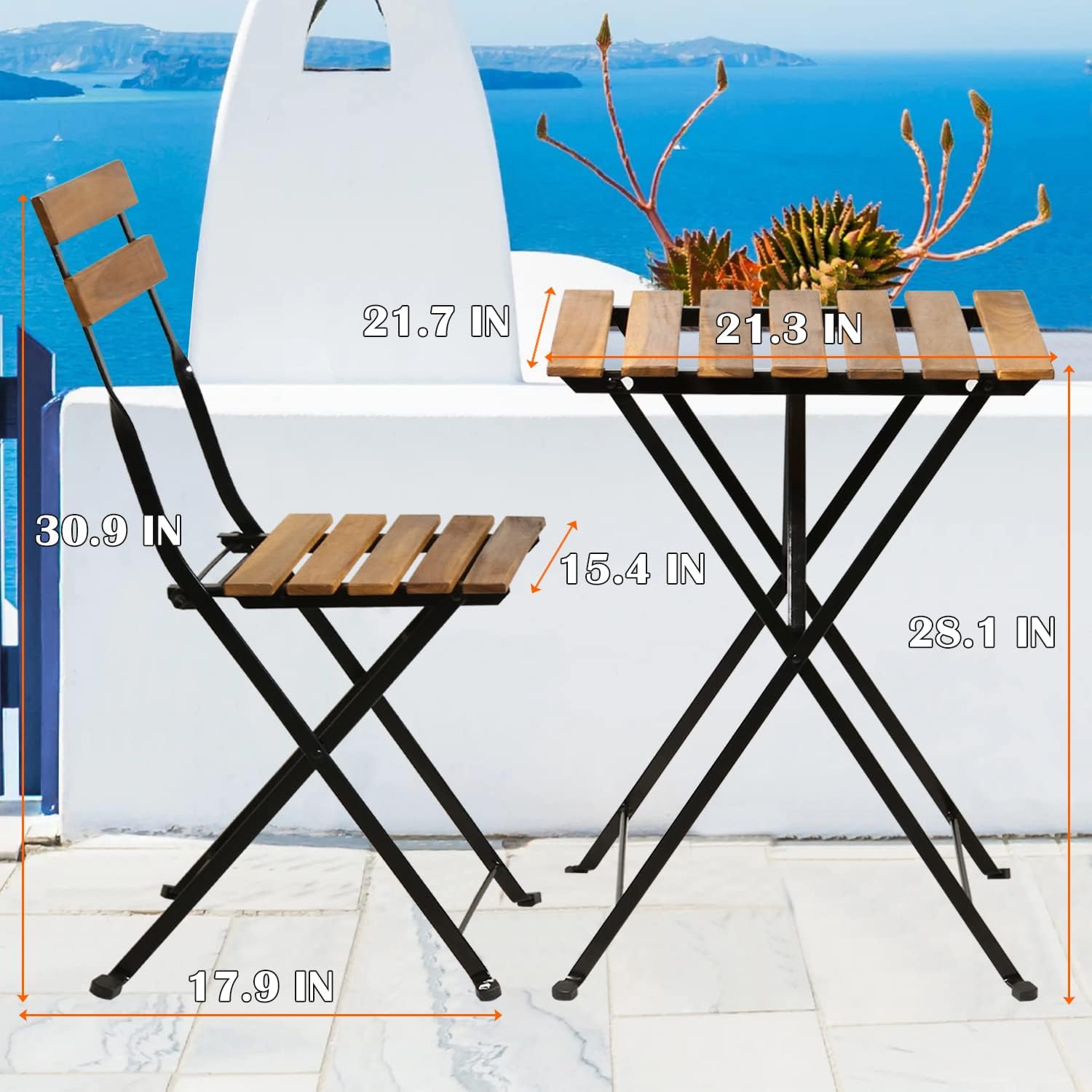 Natural wood 3-piece folding p - огляд і ціна Outdoor Furniture Wooden