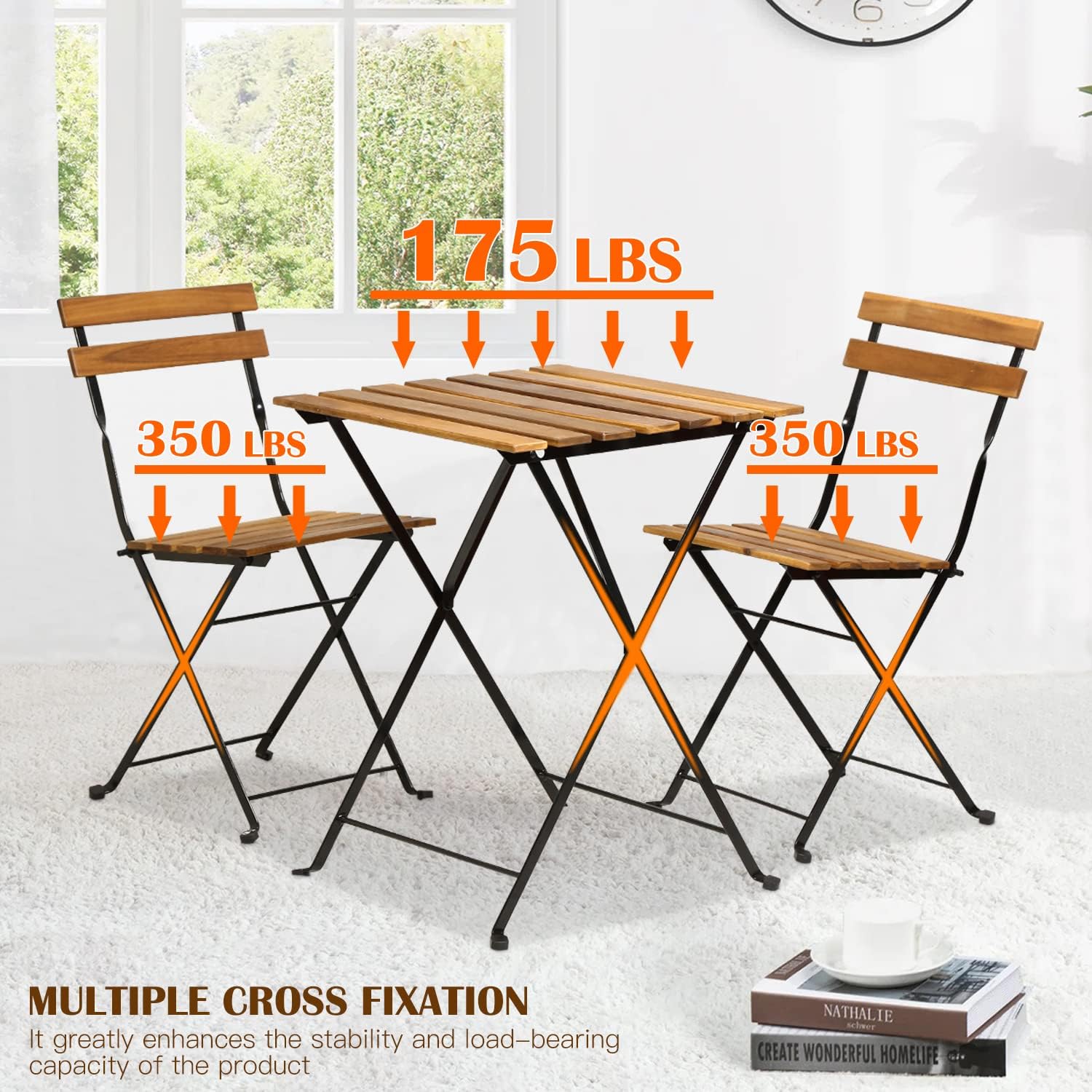 Natural wood 3-piece folding p - огляд і ціна Outdoor Furniture Wooden
