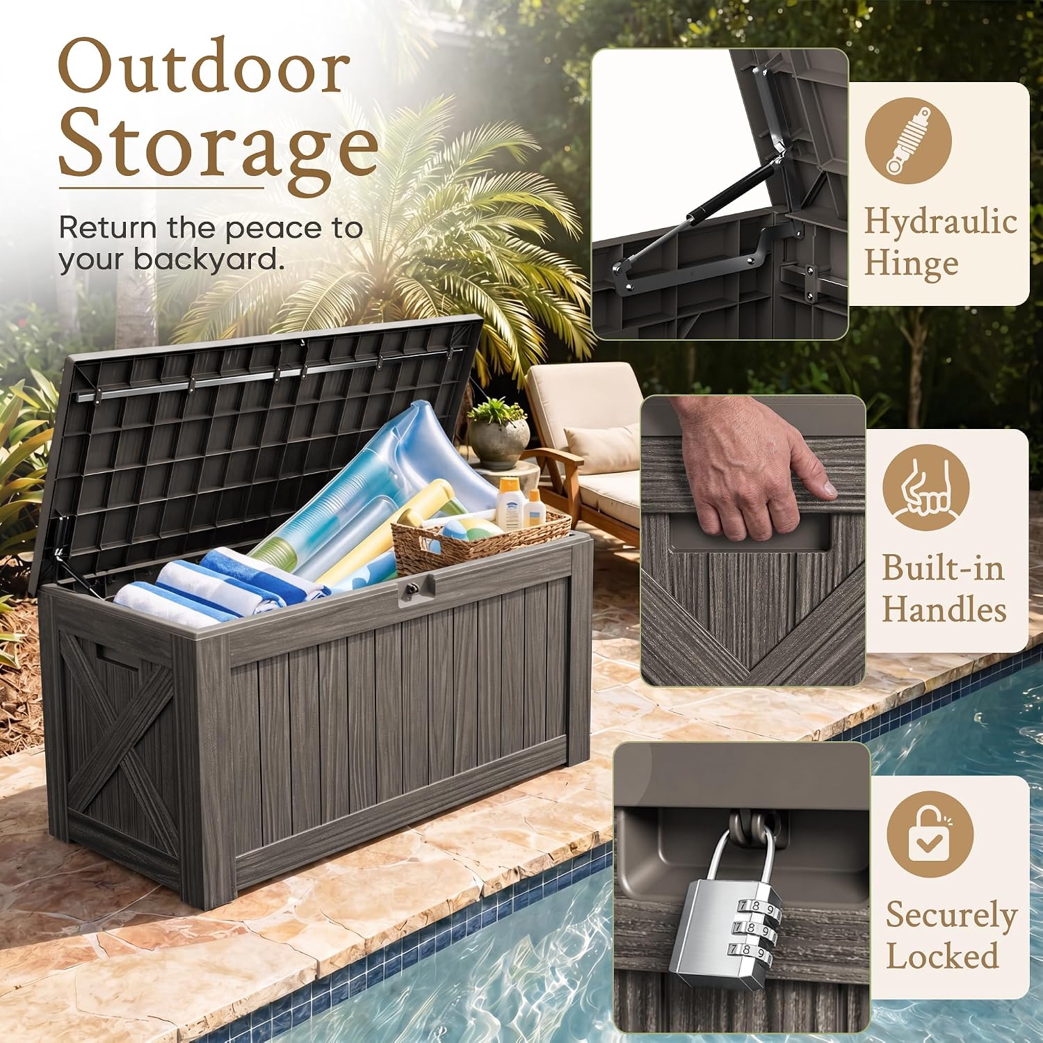 120 Gallon Large Deck Box Outd - огляд і ціна Outdoor Furniture Wooden