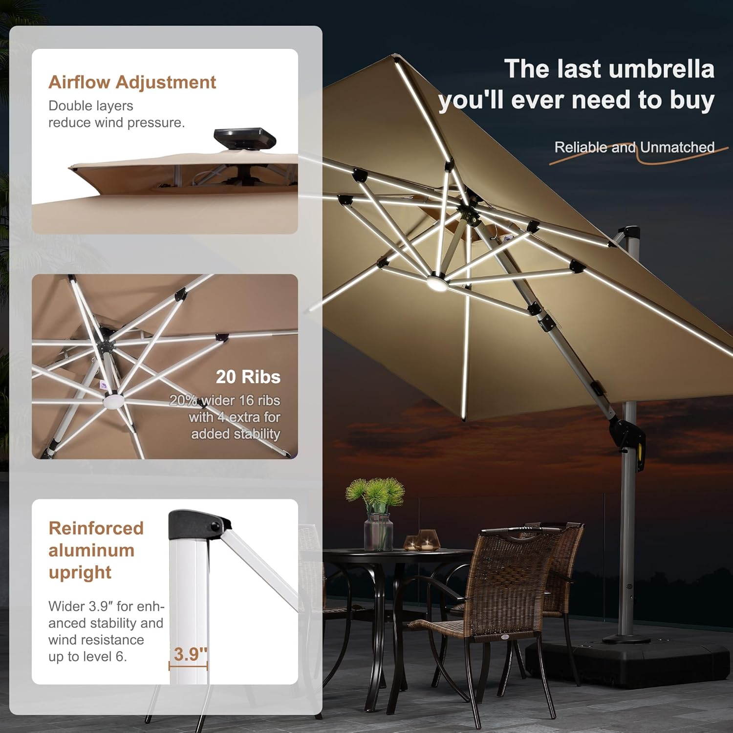 10' X 13' Double Top Deluxe So - огляд і ціна Outdoor Furniture Umbrella